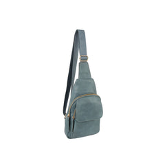 Front pocket travel leather sling bag