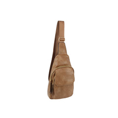 Front pocket travel leather sling bag