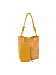 2 in 1 pattern wooven tote with matching pouch