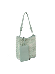 2 in 1 pattern wooven tote with matching pouch