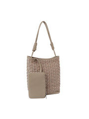 2 in 1 pattern wooven tote with matching pouch