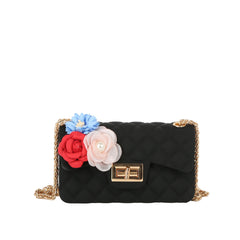 Floral Accent Quilted Jelly Crossbody