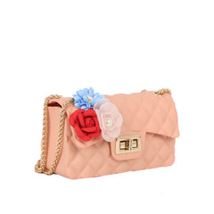 Floral Accent Quilted Jelly Crossbody