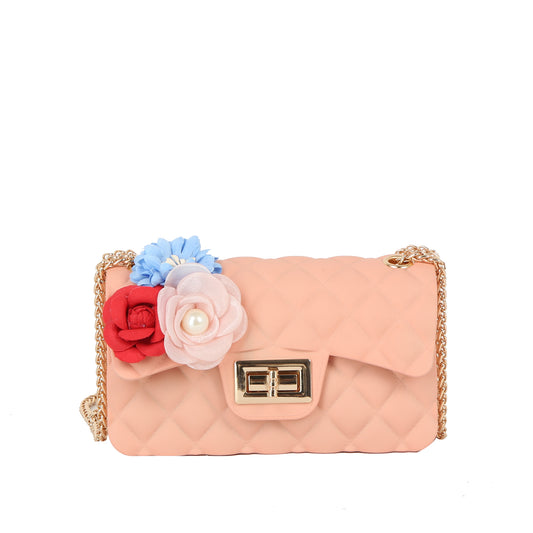 Floral Accent Quilted Jelly Crossbody