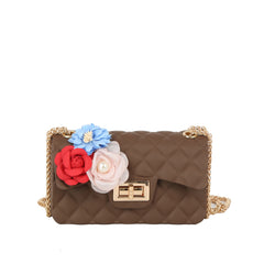 Floral Accent Quilted Jelly Crossbody