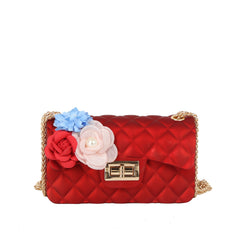 Floral Accent Quilted Jelly Crossbody