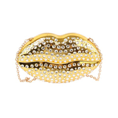 Shiny mouth crystal evening clutch