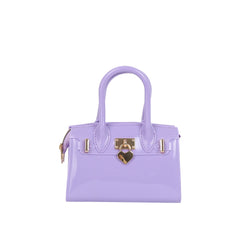 Glossy Mini Top Handle Satchel with Heart Charm