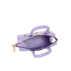Glossy Mini Top Handle Satchel with Heart Charm