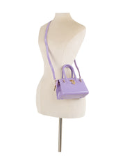 Glossy Mini Top Handle Satchel with Heart Charm