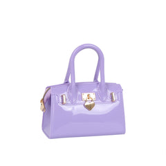 Glossy Mini Top Handle Satchel with Heart Charm