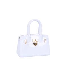 Glossy Mini Top Handle Satchel with Heart Charm