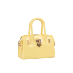 Glossy Mini Top Handle Satchel with Heart Charm
