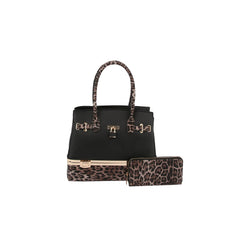 2 in 1 Cheetah Accent Handbag and Clutch