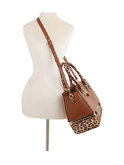 2 in 1 Cheetah Accent Handbag and Clutch