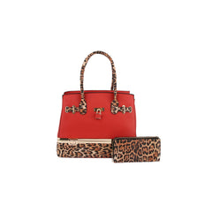 2 in 1 Cheetah Accent Handbag and Clutch