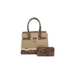 2 in 1 Cheetah Accent Handbag and Clutch