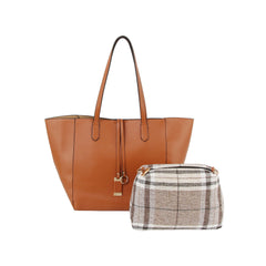 2 in 1 vacation leather tote and pouch set