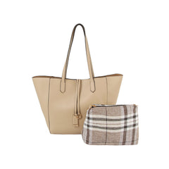 2 in 1 vacation leather tote and pouch set