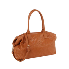 Textured leather duffle bag with crossbody strap