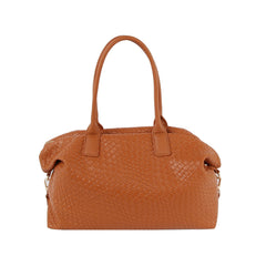 Textured leather duffle bag with crossbody strap