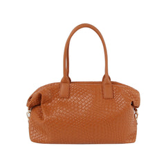 Textured leather duffle bag with crossbody strap