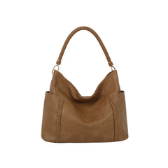 Braided Handle Soft Hobo Shoulder Bag