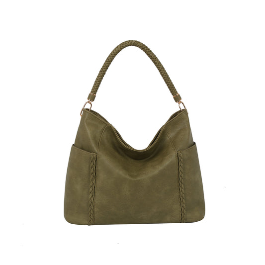 Braided Handle Soft Hobo Shoulder Bag