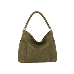 Braided Handle Soft Hobo Shoulder Bag