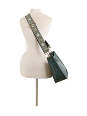 Casual leather crossbody bag with guitar strap