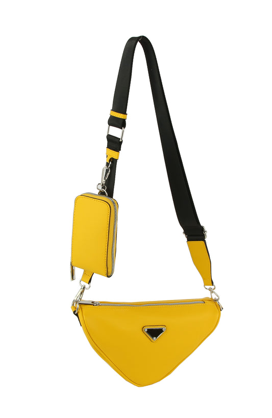 Upside-down triangle crossbody with cute pocket key ring