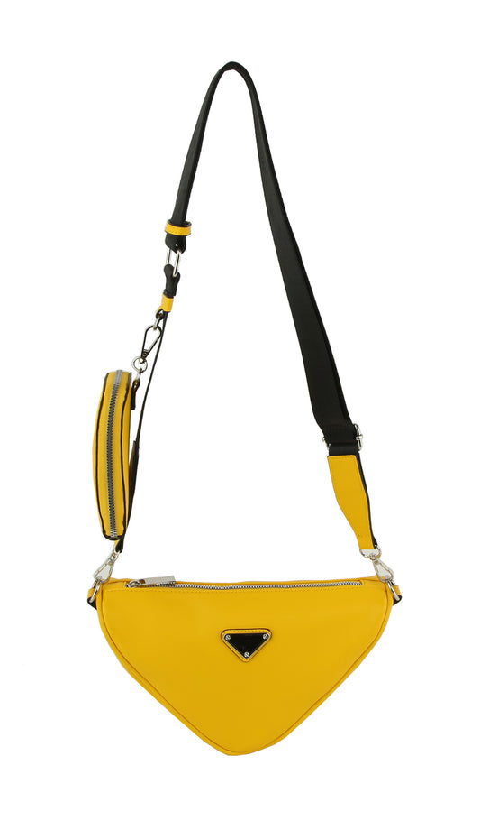 Upside-down triangle crossbody with cute pocket key ring