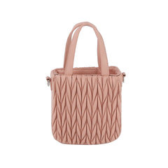 Woven design top handle bucket bag with crossbody chain