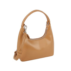 Shiny leather hobo with crossbody strap