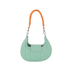 Pop color soft leather hobo shoulder bag