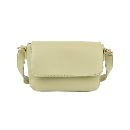 Flap design leather crossbody bag