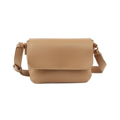 Flap design leather crossbody bag