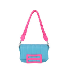 Pop color soft leather shoulder bag