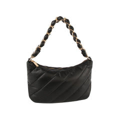 Puffy leather chain point handle shoulder bag