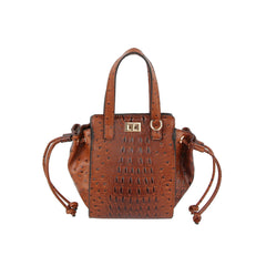 Ostrich crocodile texture satchel bag