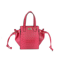 Ostrich crocodile texture satchel bag