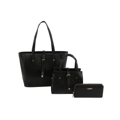 3 in 1 crocodile leather tote, satchel and purse set