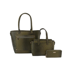 3 in 1 matching crocodile texture bags set