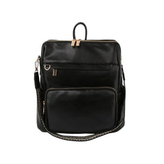 Convertible daily leather backpack with guitar strap