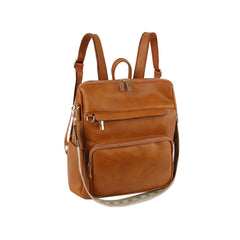 Convertible daily leather backpack with guitar strap