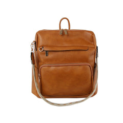 Convertible daily leather backpack with guitar strap