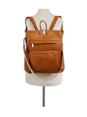 Convertible daily leather backpack with guitar strap