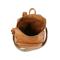 Convertible daily leather backpack with guitar strap