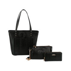 3 in 1 crocodile texture tote, crossbody and purse set