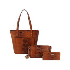 3 in 1 crocodile texture tote, crossbody and purse set